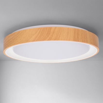 Brilagi - stmievateľné LED stropné svietidlo FLOCO LED/48W/230V, priemer 40 cm, drevený dekor/biela + diaľkové ovládanie