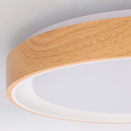 Brilagi - stmievateľné LED stropné svietidlo FLOCO LED/48W/230V, priemer 40 cm, drevený dekor/biela + diaľkové ovládanie