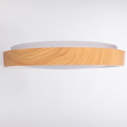 Brilagi - stmievateľné LED stropné svietidlo FLOCO LED/48W/230V, priemer 40 cm, drevený dekor/biela + diaľkové ovládanie