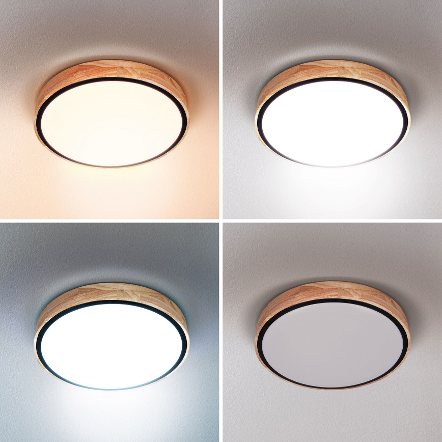 Brilagi - LED stmievateľné stropné svietidlo GLORIA LED/48W/230V 3000-6500K dub priemer 40 cm + diaľkové ovládanie