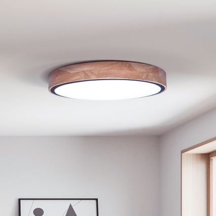 Brilagi - LED stmievateľné stropné svietidlo GLORIA LED/48W/230V 3000-6500K dub priemer 40 cm + diaľkové ovládanie