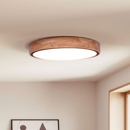Brilagi - LED stmievateľné stropné svietidlo GLORIA LED/48W/230V 3000-6500K dub priemer 40 cm + diaľkové ovládanie
