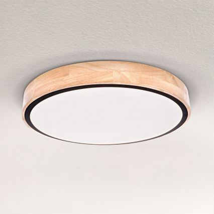 Brilagi - LED stmievateľné stropné svietidlo GLORIA LED/48W/230V 3000-6500K dub priemer 40 cm + diaľkové ovládanie
