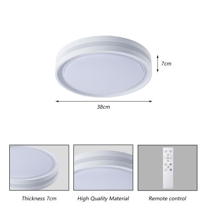 Brilagi - LED Stmievané stropné svietidlo KREON LED/54W/230V 3000-6000K biela pr. 38 cm + diaľkové ovládanie