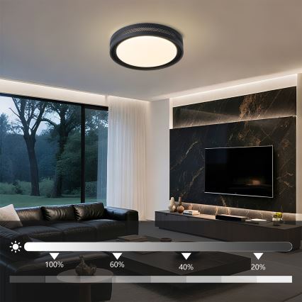 Brilagi - LED stmievateľné stropné svietidlo KREON LED/54W/230V 3000-6000K čierne pr. 38 cm + diaľkové ovládanie