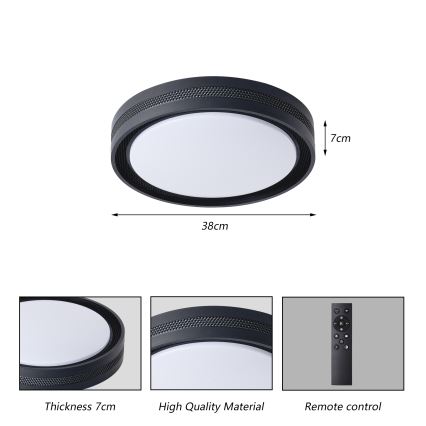 Brilagi - LED stmievateľné stropné svietidlo KREON LED/54W/230V 3000-6000K čierne pr. 38 cm + diaľkové ovládanie