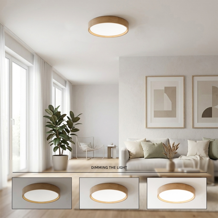 Brilagi - LED Stmievateľné stropné svietidlo MANAROLA REMOTE LED/24W/230V 3000-6500K pr. 41 cm dub + diaľkové ovládanie
