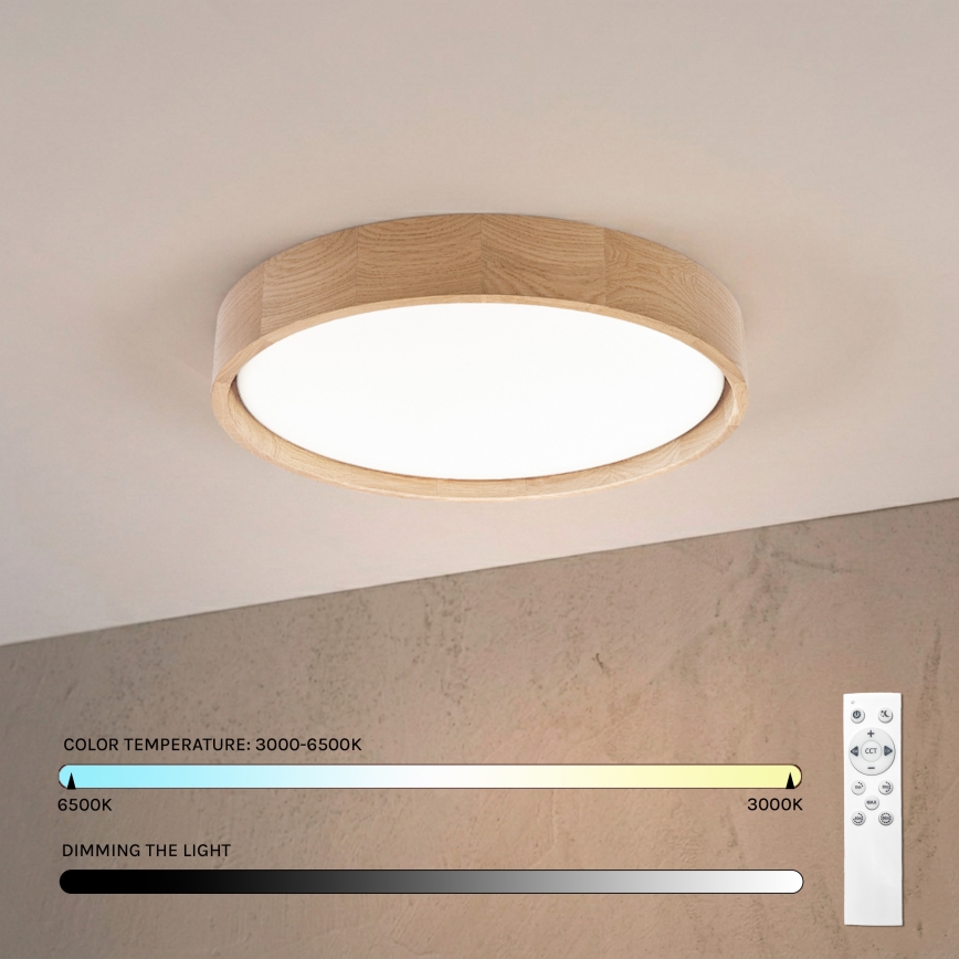 Brilagi - LED Stmievateľné stropné svietidlo MANAROLA REMOTE LED/24W/230V 3000-6500K pr. 41 cm dub + diaľkové ovládanie
