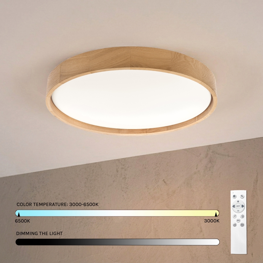 Brilagi - LED stmievané stropné svietidlo MANAROLA REMOTE LED/36W/230V 3000-6500K pr. 51 cm dub + diaľkové ovládanie