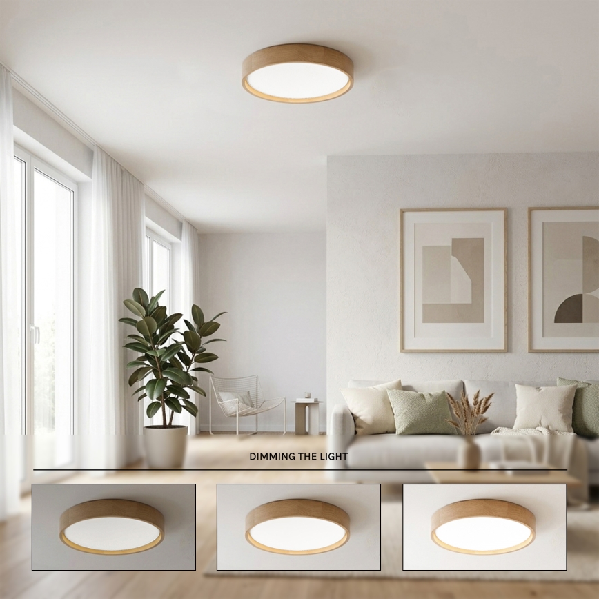 Brilagi - LED stmievateľné stropné svietidlo MANAROLA SMART STARS LED/24W/230V 3000-6000K Wi-Fi Tuya Beacon priemer 41 cm dub + diaľkové ovládanie