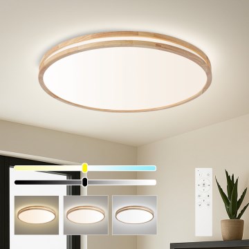 Brilagi - LED stmievateľné stropné svietidlo MOLINA LED/100W/230V 3000-6000K dub pr. 80 cm + diaľkové ovládanie