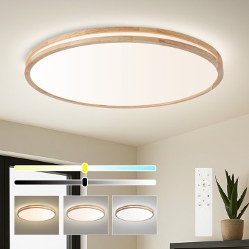 Brilagi - LED stmievateľné stropné svietidlo MOLINA LED/128W/230V 3000-6000K dub pr. 100 cm + diaľkové ovládanie