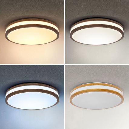 Brilagi - LED Stmievateľné stropné svietidlo MOLINA LED/48W/230V 3000-6500K dub pr. 38 cm + diaľkové ovládanie