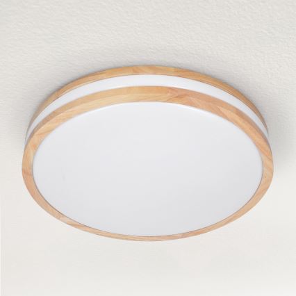 Brilagi - LED Stmievateľné stropné svietidlo MOLINA LED/48W/230V 3000-6500K dub pr. 38 cm + diaľkové ovládanie