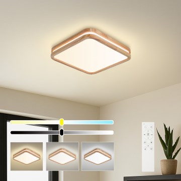Brilagi - LED stmievateľné stropné svietidlo MOLINA SQUARE LED/48W/230V 3000-6000K dub 40x40 cm + diaľkové ovládanie