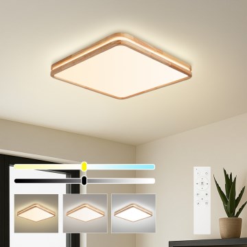 Brilagi - LED Stmievateľné stropné svietidlo MOLINA SQUARE LED/80W/230V 3000-6000K dub 60x60 cm + diaľkové ovládanie