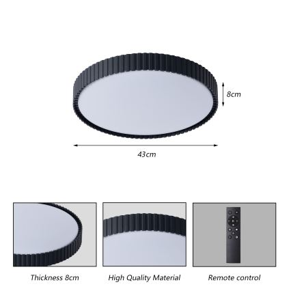 Brilagi - LED stmievateľné stropné svietidlo ORINO LED/54W/230V 3000-6000K čierne pr. 43 cm + diaľkové ovládanie