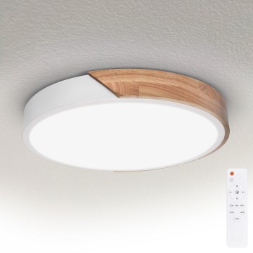 Brilagi - LED Stmievateľné stropné svietidlo PILANA LED/48W/230V dub/biela pr. 40 cm + diaľkové ovládanie