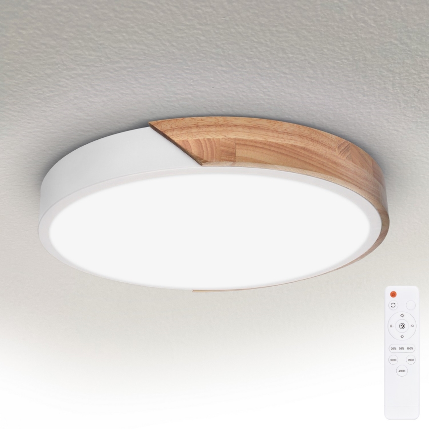Brilagi - LED stmievateľné stropné svietidlo PILANA LED/48W/230V dub/biela priemer 40 cm + diaľkové ovládanie