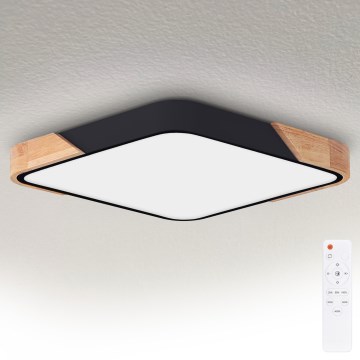 Brilagi - LED stmievateľné stropné svietidlo PILANA LED/60W/230V 3000-6500K dub/čierna 56x56 cm + diaľkové ovládanie