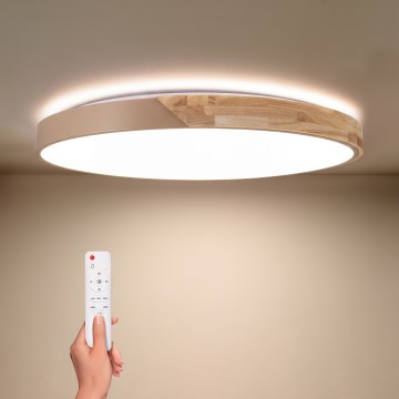 BRILAGI - LED Stmievateľné stropné svietidlo PILANA LED/72W/230V 3000-6500K dub/béžová pr. 80 cm + diaľkové ovládanie
