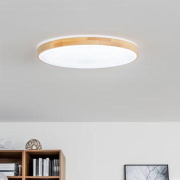 Brilagi - LED stmievateľné stropné svietidlo PINE LED/60W/230V, drevené, priemer 52 cm, 3000-6500K + diaľkové ovládanie