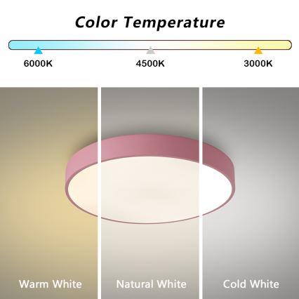 Brilagi - LED stmievané stropné svietidlo POOL LED/48W/230V 3000-6000K priemer 40 cm ružové + diaľkové ovládanie