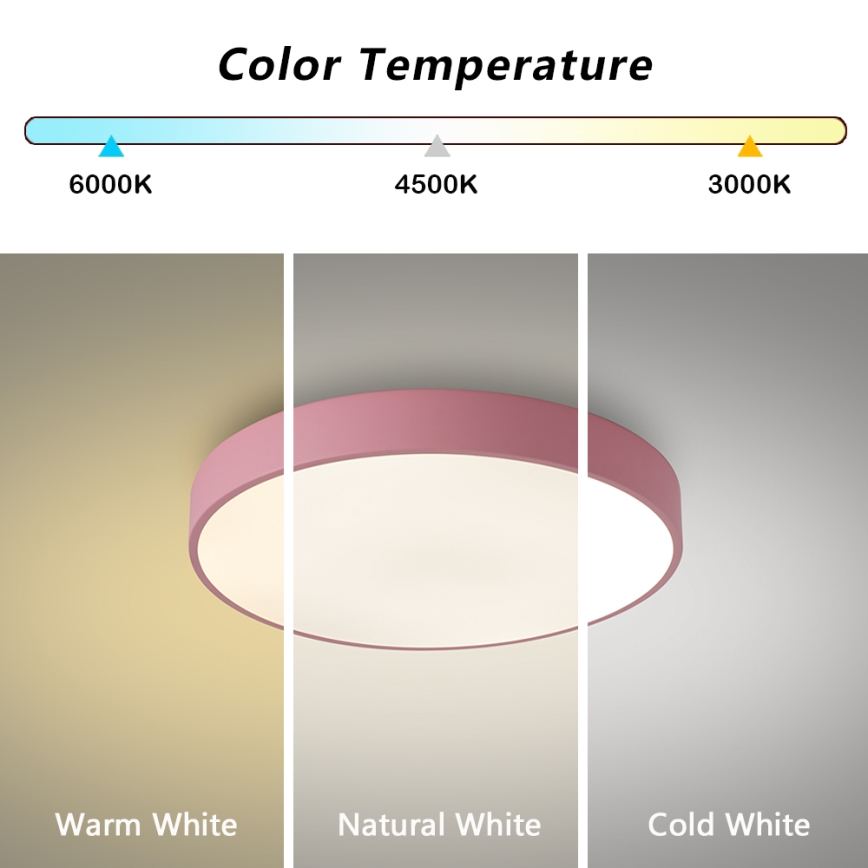 Brilagi - LED stmievané stropné svietidlo POOL LED/48W/230V 3000-6000K priemer 40 cm ružové + diaľkové ovládanie