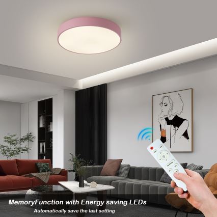 Brilagi - LED stmievané stropné svietidlo POOL LED/48W/230V 3000-6000K priemer 40 cm ružové + diaľkové ovládanie