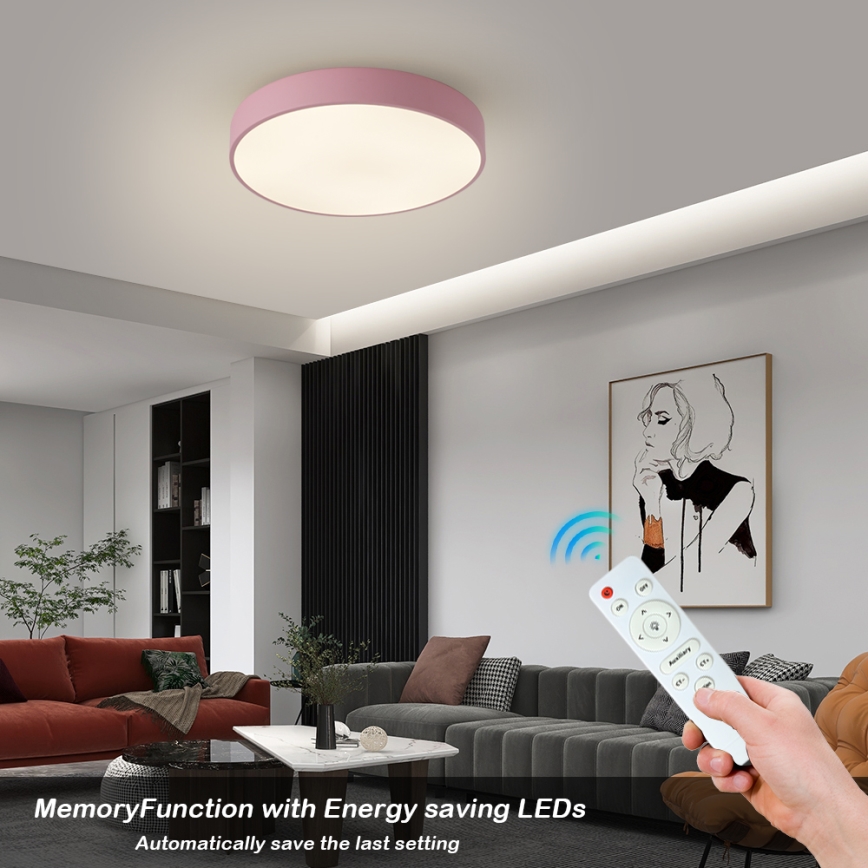 Brilagi - LED stmievané stropné svietidlo POOL LED/48W/230V 3000-6000K priemer 40 cm ružové + diaľkové ovládanie