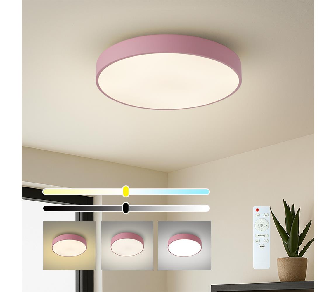Brilagi - LED stmievateľné stropné svietidlo POOL, 48 W, 230 V, 3000–6000 K, 40 cm, ružové, s diaľkovým ovládaním BRI691
