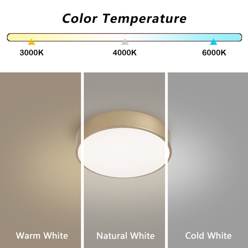 Brilagi - stmievateľné LED stropné svietidlo POOL LED/24W/230V 3000-6000K priemer 20 cm zlaté + diaľkové ovládanie