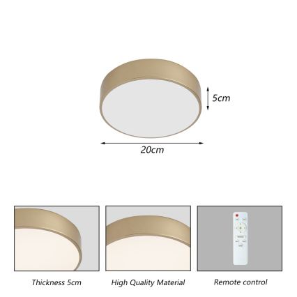 Brilagi - stmievateľné LED stropné svietidlo POOL LED/24W/230V 3000-6000K priemer 20 cm zlaté + diaľkové ovládanie