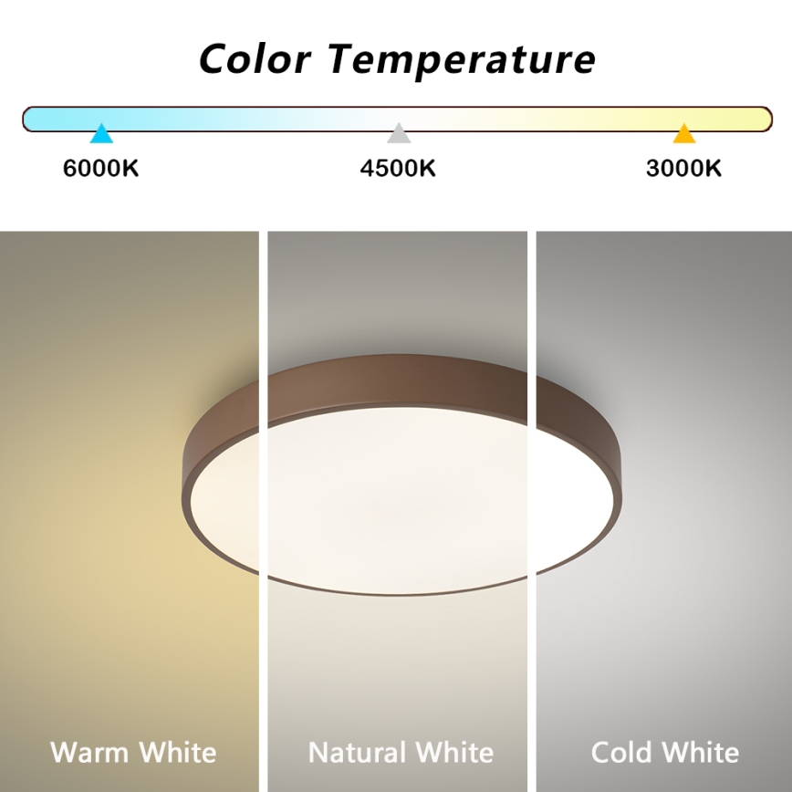 Brilagi - LED Stmievateľné stropné svietidlo POOL LED/36W/230V 3000-6000K pr. 30 cm hnedá + diaľkové ovládanie