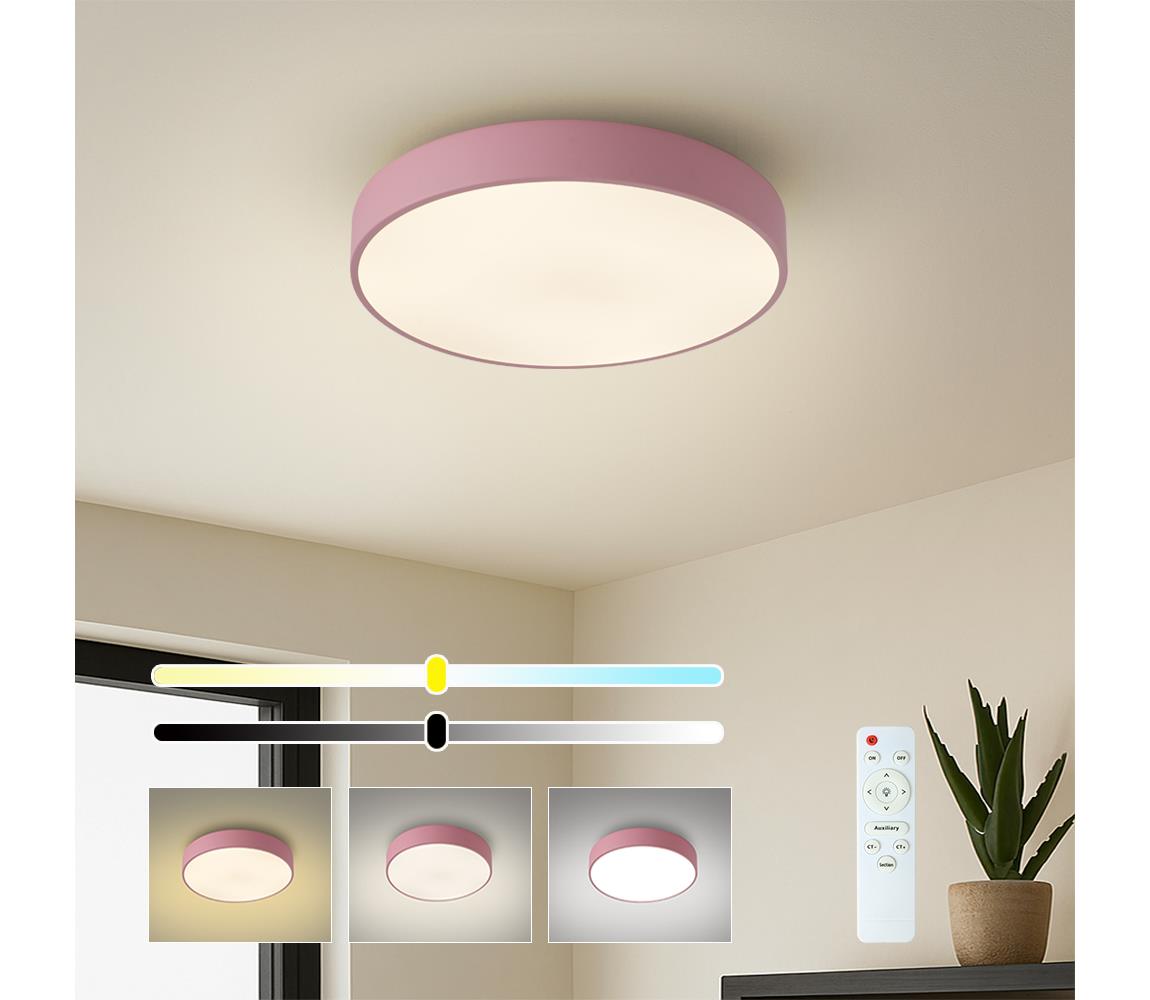 Brilagi - LED stmievateľné stropné svietidlo POOL LED/36W/230V 3000-6000K 30 cm ružové + diaľkové ovládanie BRI683