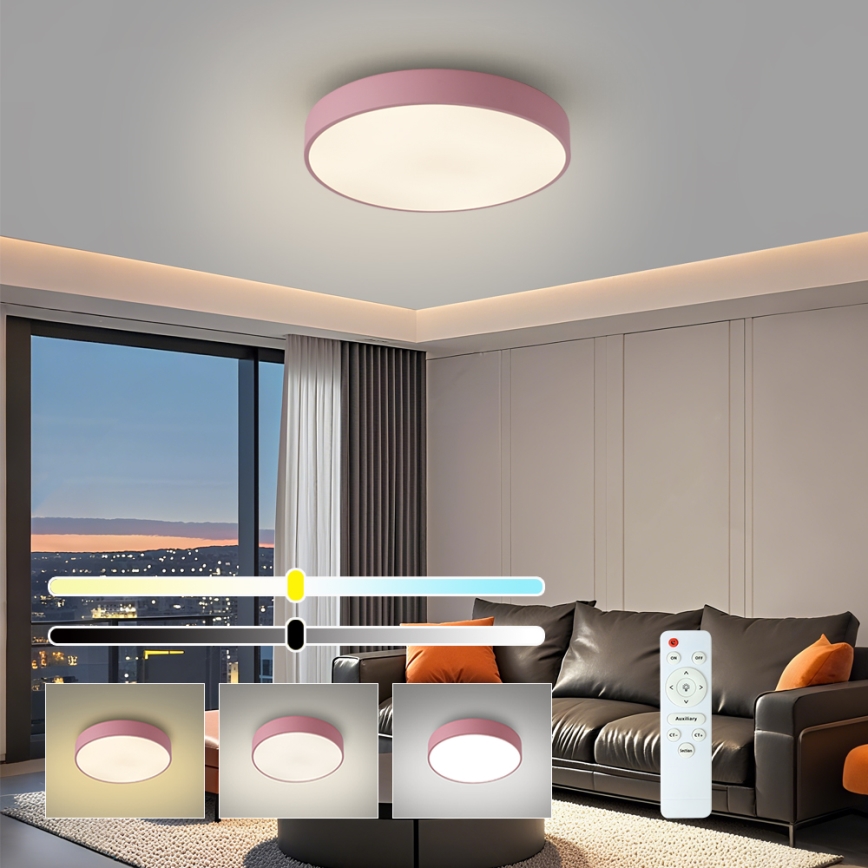 Brilagi - LED stlmiteľné stropné svietidlo POOL LED/36W/230V 3000-6000K pr. 30 cm ružové + diaľkové ovládanie