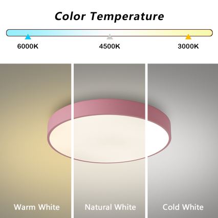 Brilagi - LED stlmiteľné stropné svietidlo POOL LED/36W/230V 3000-6000K pr. 30 cm ružové + diaľkové ovládanie