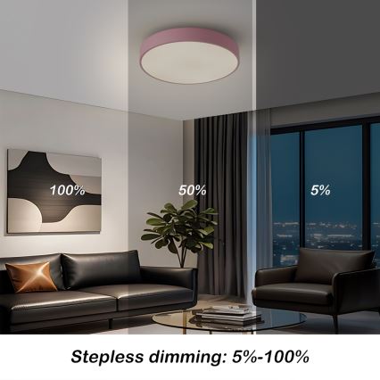 Brilagi - LED stlmiteľné stropné svietidlo POOL LED/36W/230V 3000-6000K pr. 30 cm ružové + diaľkové ovládanie