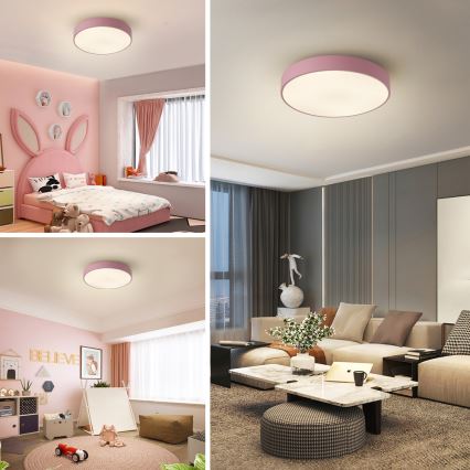 Brilagi - LED stlmiteľné stropné svietidlo POOL LED/36W/230V 3000-6000K pr. 30 cm ružové + diaľkové ovládanie