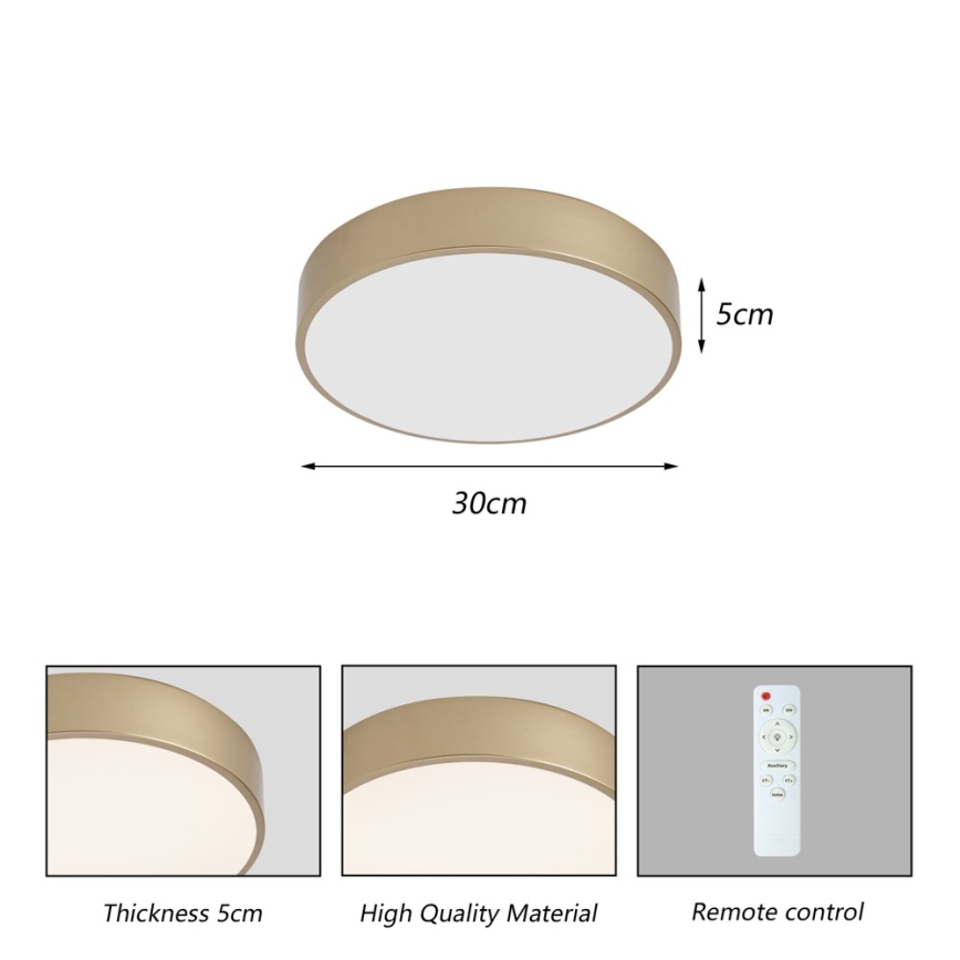 Brilagi - LED stmievateľné stropné svietidlo POOL LED/36W/230V 3000-6000K priemer 30 cm zlaté + diaľkové ovládanie