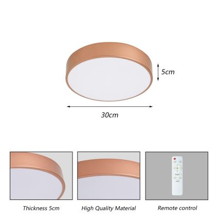 Brilagi - LED stmievateľné stropné svietidlo POOL LED/36W/230V 3000–6000 K priemer 30 cm bronzové + diaľkové ovládanie