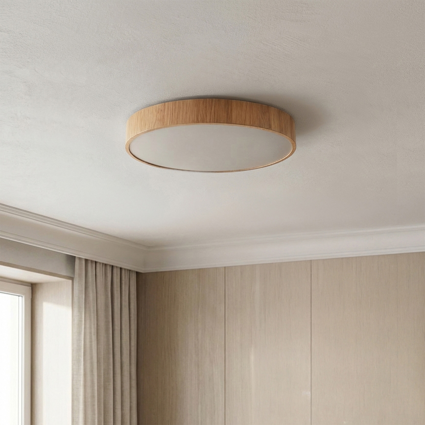 Brilagi - LED stlmiteľné stropné svietidlo POOL LED/36W/230V 3000-6000K pr. 30 cm drevený dekor + diaľkové ovládanie
