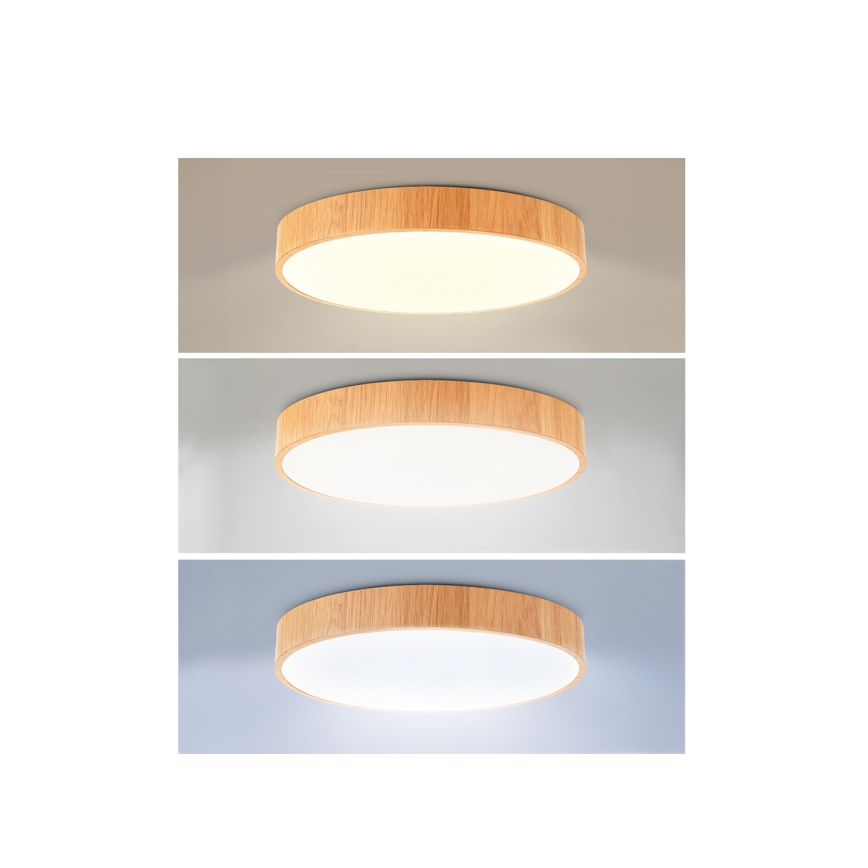 Brilagi - LED stlmiteľné stropné svietidlo POOL LED/36W/230V 3000-6000K pr. 30 cm drevený dekor + diaľkové ovládanie