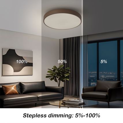 Brilagi - LED stlmiteľné stropné svietidlo POOL LED/48W/230V 3000-6000K pr. 40 cm hnedá + diaľkové ovládanie