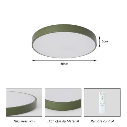 Brilagi - LED stmievateľné stropné svietidlo POOL LED/48W/230V 3000-6000K priemer 40 cm zelené + diaľkové ovládanie