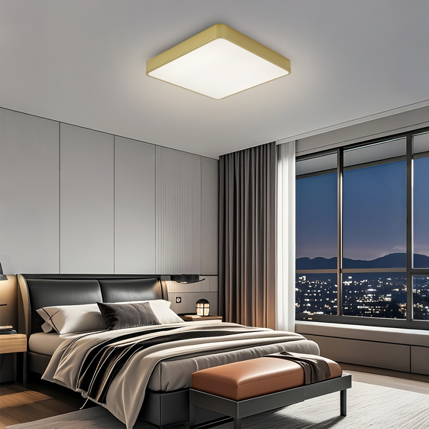 Brilagi - Stmievateľné LED stropné svietidlo POOL LED/48W/230V 3000-6000K 50x50 cm zlaté + diaľkové ovládanie