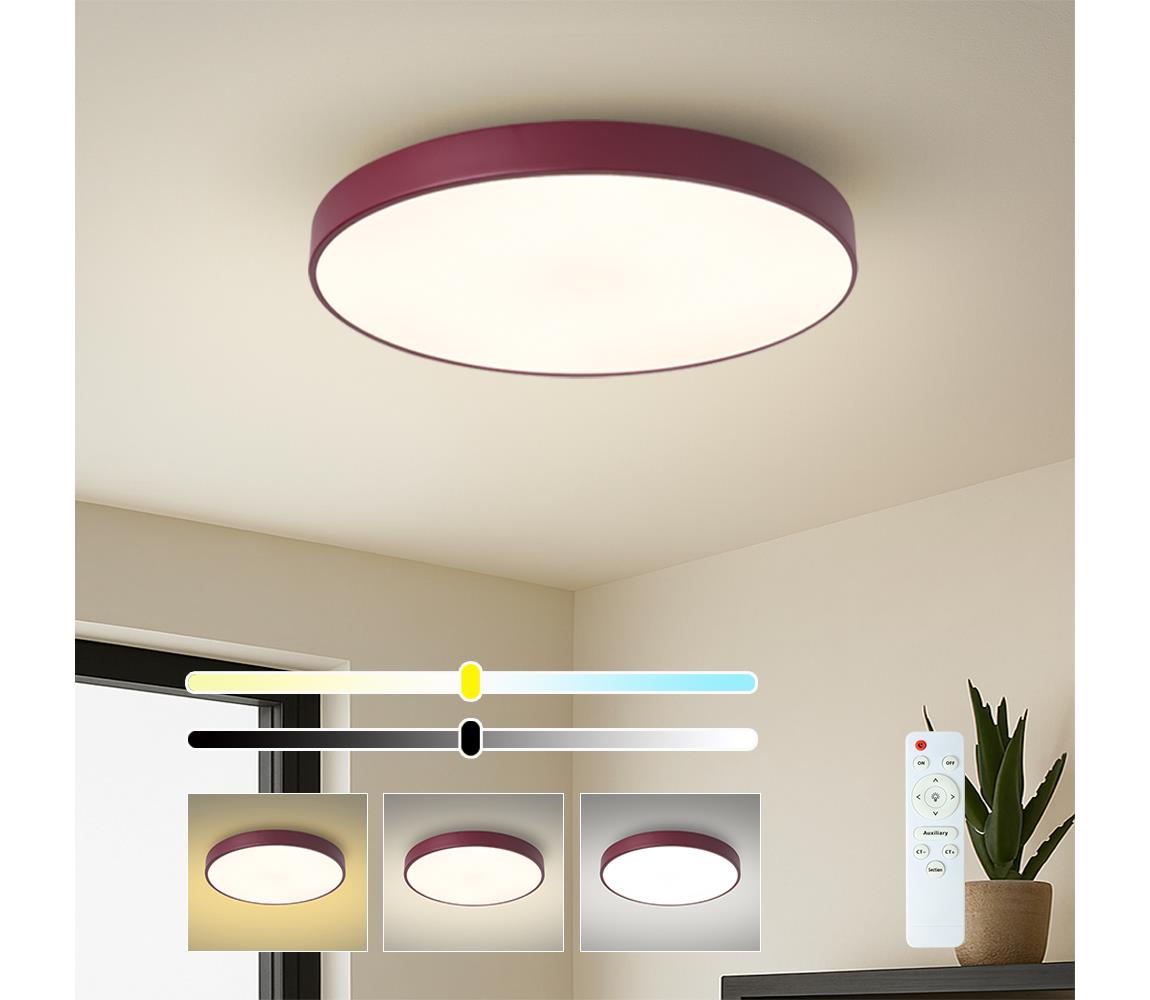 Brilagi-LED stmievateľné stropné svietidlo POOL LED/60W/230V 3000-6000K 50 cm burgundská+DO BRI701
