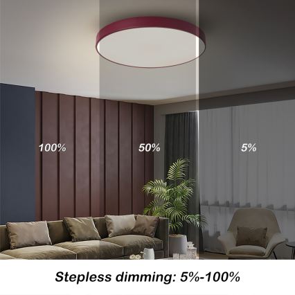 Brilagi - LED stmievateľné stropné svietidlo POOL LED/60W/230V 3000-6000K pr. 50 cm bordové + diaľkové ovládanie