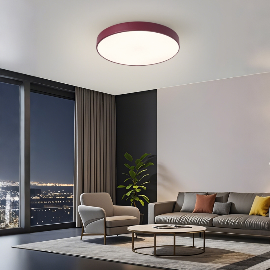 Brilagi - LED stmievateľné stropné svietidlo POOL LED/60W/230V 3000-6000K pr. 50 cm bordové + diaľkové ovládanie