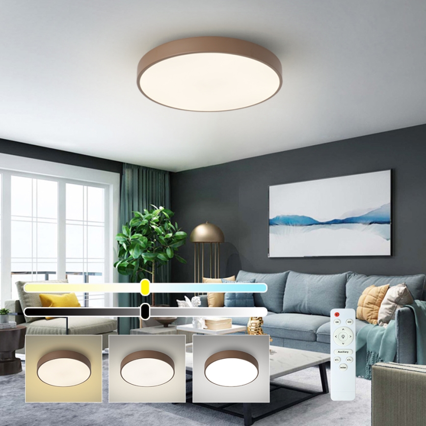 Brilagi - Stlmiteľné LED stropné svietidlo POOL LED/60W/230V 3000–6000K pr. 50 cm hnedé + diaľkové ovládanie